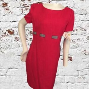 Maggy London, Pink Dress with Gingham Belt Detail